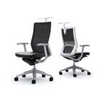 オカムラ コーラル Choral CQ46GZ FK61 オフィスチェア デザインアーム ハイバック アルミ脚 ハンガー付き ランバー付き 背メッシュ 座面革張り シルバーフレーム ホワイトボディ