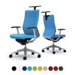 オカムラ コーラル Choral CQ48GS オフィスチェア デザインアーム ハイバック アルミ脚 ハンガー付き ランバー付き クッションタイプ 布張り シルバーフレーム ブラックボディ