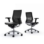 オカムラ コーラル Choral CQ81BS FK61 オフィスチェア アジャストアーム ミドルバック アルミ脚 ランバー付き 背メッシュ 座面革張り ポリッシュフレーム ブラックボディ