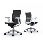 オカムラ コーラル Choral CQ81BZ FK61 オフィスチェア アジャストアーム ミドルバック アルミ脚 ランバー付き 背メッシュ 座面革張り ポリッシュフレーム ホワイトボディ