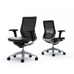 オカムラ コーラル Choral CQ81GS FK61 オフィスチェア アジャストアーム ミドルバック アルミ脚 ランバー付き 背メッシュ 座面革張り シルバーフレーム ブラックボディ