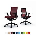 オカムラ コーラル Choral CQ81MS オフィスチェア アジャストアーム ミドルバック アルミ脚 ランバー付き 背メッシュ 座面クッション ブラックフレーム ブラックボディ