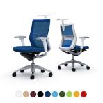 オカムラ コーラル Choral CQ82GZ オフィスチェア アジャストアーム ミドルバック アルミ脚 ハンガー付き ランバー付き 背メッシュ 座面クッション シルバーフレーム ホワイトボディ