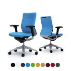 オカムラ コーラル Choral CQ83GR オフィスチェア アジャストアーム ミドルバック アルミ脚 クッションタイプ 布張り シルバーフレーム ブラックボディ