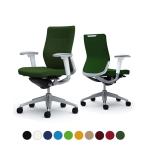 オカムラ コーラル Choral CQ83GZ オフィスチェア アジャストアーム ミドルバック アルミ脚 ランバー付き クッションタイプ 布張り シルバーフレーム ホワイトボディ