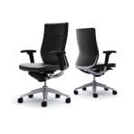 オカムラ コーラル Choral CQ87GS PF72 オフィスチェア アジャストアーム ハイバック アルミ脚 ランバー付き クッションタイプ 革張り シルバーフレーム ブラックボディ