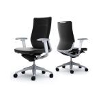 オカムラ コーラル Choral CQ87GZ PF72 オフィスチェア アジャストアーム ハイバック アルミ脚 ランバー付き クッションタイプ 革張り シルバーフレーム ホワイトボディ