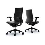 オカムラ コーラル Choral CQ87MR PF72 オフィスチェア アジャストアーム ハイバック アルミ脚 クッションタイプ 革張り ブラックフレーム ブラックボディ