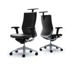 オカムラ コーラル Choral CQ88GR PF72 オフィスチェア アジャストアーム ハイバック アルミ脚 ハンガー付き クッションタイプ 革張り シルバーフレーム ブラックボディ