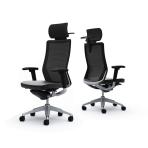 オカムラ コーラル Choral FK61 オフィスチェア アジャストアーム エクストラハイバック アルミ脚 ハンガー付き 背メッシュ 座面革張り シルバーフレーム ブラックボディ