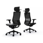 オカムラ コーラル Choral FK61 オフィスチェア アジャストアーム エクストラハイバック アルミ脚 ハンガー付き ランバー付き 背メッシュ 座面革張り ブラックフレーム ブラックボディ