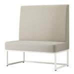 QUON(クオン) Uno ウノ ベンチ ファミレスソファ ハイバックソファ 1人用 布張り(コースト LGR) ホワイト脚 MWH ライトグレー 幅1000×奥行600×高さ1100mm
