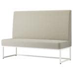 QUON(クオン) Uno ウノ ベンチ ファミレスソファ ハイバックソファ 2人用 布張り(コースト LGR) ホワイト脚 MWH ライトグレー 幅1500×奥行600×高さ1100mm