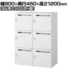 クウォール 6人用 2列3段 メールボックス シリンダー錠 鍵付き ホワイト 幅900×奥行450×高さ1200mm メールロッカー パーソナルロッカー 個人ロッカー RW45-612P-S2 【国産】 【完成品】