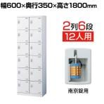 【国産】【完成品】スチール製 シューズボックス・靴箱・下駄箱 2列6段12人用 南京錠/SLBW-212-N2