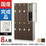 8人用 スチールロッカー(木目扉) IC錠 幅900×奥行515×高さ1800mm/SE-SLB-8-C【国産】【完成品】
