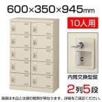 【国産】【完成品】スチール製 シューズボックス・靴箱・下駄箱 2列5段10人用 内筒交換錠/SLB-M10-T2