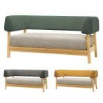 SIEVE (シーヴ) ブラケット ソファ 2人掛け 大きくて優しい背もたれ フレーム:アッシュ無垢材 張地:ファブリック