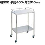 サカエ ステンレスCSワゴン 3方こぼれ止め付き SUS304 棚板2段 耐荷重25kg/段 幅600×奥行400×高さ810mm CSM-3BSU