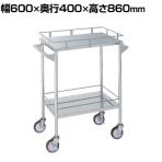 サカエ ステンレスCSワゴン こぼれ止め 両側取手付き SUS304 棚板2段 耐荷重40kg/段 幅600×奥行400×高さ860mm CSM-4ASU