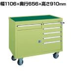 サカエ キャビネットワゴン 天板皿型 幅1106×奥行656×高さ910mm Q-21BKT
