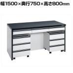 サカエ サイド実験台 キャビネットワゴン2台 引出し付き 幅1500×奥行750×高さ800mm STA-15LAA