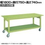 サカエ 軽量作業台KBタイプ移動式 KBS-187 幅1800×奥行750×高さ740mm 構造用鋼管使用 堅牢タイプ