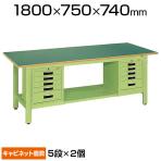 サカエ 軽量作業台 SVEキャビネット付き KKタイプ KK-69FSVE52 小物管理キャビネット+作業台 幅1800×奥行750×高さ740mm