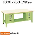 サカエ 軽量作業台 SVEキャビネット付き KKタイプ KK-69PSVE42IG 小物管理キャビネット+作業台 幅1800×奥行750×高さ740mm