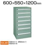 サカエ 重量キャビネット 工具収納 SKVタイプ 引出し7段 鍵付き オールロック 均等耐荷重100kg 幅600×奥行550×高さ1200mm SKV6-1271ANG