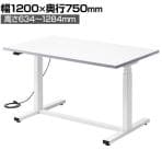 電動昇降作業台 静止荷重100kg スタンディングデスク パソコンデスク 作業台 メラミン天板 遠隔操作 幅1200×奥行750×高さ634～1284mm 物流 倉庫 工場