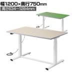電動昇降作業台 静止荷重100kg スタンディングデスク パソコンデスク 作業台 塩ビシート天板 遠隔操作 幅1200×奥行750×高さ634～1284mm 物流 倉庫 工場