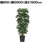 観葉植物 人工樹木 フェイクグリーン 造花 グリーンカポック ブラックポット付き 高さ1500mm