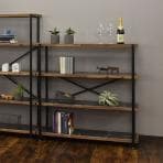 オープンラック 4段 収納 棚 メラミン スチール脚 本棚 シェルフ リビング収納 ディスプレイラック ルンバブル 幅1180×奥行380×高さ1175mm 耐荷重120kg