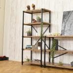 オープンラック 5段 収納 棚 メラミン スチール脚 本棚 シェルフ リビング収納 ディスプレイラック ルンバブル 幅780×奥行380×高さ1535mm 耐荷重150kg