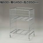 ワイヤーワゴン 2段 セールワゴン 投げ込みワゴン 陳列什器 ネットワゴン バスケット 商品陳列 クローム キャスター付き 幅600×奥行450×高さ850mm 店頭用 催事