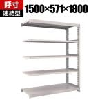 【追加/増設用】TRUSCO M3型中量棚 幅1500×奥行571×高さ1800mm 5段 連結 ネオグレー 509-0067