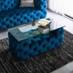 センターテーブル ベルベッド生地 強化ガラステーブル モダン フェミニン シンプル 高級感 店舗 リビングテーブル ローテーブル 幅1070×奥行520×高さ480mm