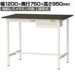 山金工業 実験用 作業台 引き出し付き 指紋レスメラミン天板 ワークテーブルLABシリーズ 実験台 SLMH-1275U-BRW 幅1200×奥行750×高さ950mm