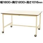 山金工業 大型作業台 キャスター付き 全体耐荷重160kg ポリエステル天板 ワークテーブル ワイドタイプ SWPWHC-1812-II 幅1800×奥行1200×高さ1016mm
