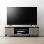 テレビ台 脚付き 木製 収納家具 TVボード AV収納 ローボード 可動棚 電源タップ収納 お掃除ロボット可 ブラック脚 幅1370×奥行390×高さ412mm