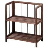 【完成品】天然木製 折りたたみ木製棚 フォールディングシェルフ 2段 AZ-LFS-362/AZ-LFS-362