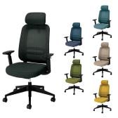 プラス mari オフィスチェア メッシュチェア デスクチェア パソコンチェア 事務椅子 ミーティングチェア 日本製 ヘッドレスト アジャスト肘 3Dニットメッシュ キャスター脚 ランバーサポート 昇降