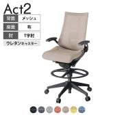 ITOKI オフィスチェア アクト2 ハイポジション 樹脂脚 T型肘 ランバーサポート ウレタンキャスター 事務椅子 デスクチェア 座:再生ポリエステル W2