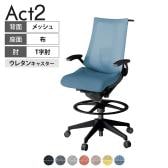 ITOKI オフィスチェア アクト2 ハイポジション 樹脂脚 T型肘 ランバーサポート ウレタンキャスター 事務椅子 ハンガー付き 座:再生ポリエステル T1