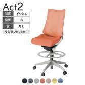 ITOKI オフィスチェア アクト2 ハイポジション 樹脂脚 肘なし ランバーサポート ウレタンキャスター 事務椅子 デスクチェア 座:再生ポリエステル GN