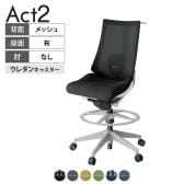 ITOKI オフィスチェア アクト2 ハイポジション 樹脂脚 肘なし ランバーサポート ウレタンキャスター 事務椅子 ハンガー付き 背:抗ウイルスメッシュ GN
