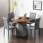 4人用 ダイニングテーブルセット 円形 5点 ALT 木目 丸テーブル ダイニングチェア スタッキング ダイニングセット 幅1000mm 食卓テーブル×1 食卓椅子×4