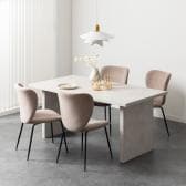 【設置無料】4人用 ダイニングテーブルセット 5点 STONEA 石目 メラミン テーブル モダン ダイニングチェア おしゃれ 白 ホワイト (幅1600mm 食卓テーブル×1 食卓椅子×4)