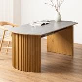 【設置無料】セラミック ダイニングテーブル ウォールナット オーク 棚付き 4人用 楕円形 ナチュラル ブラウン 幅1650×奥行850×高さ719mm